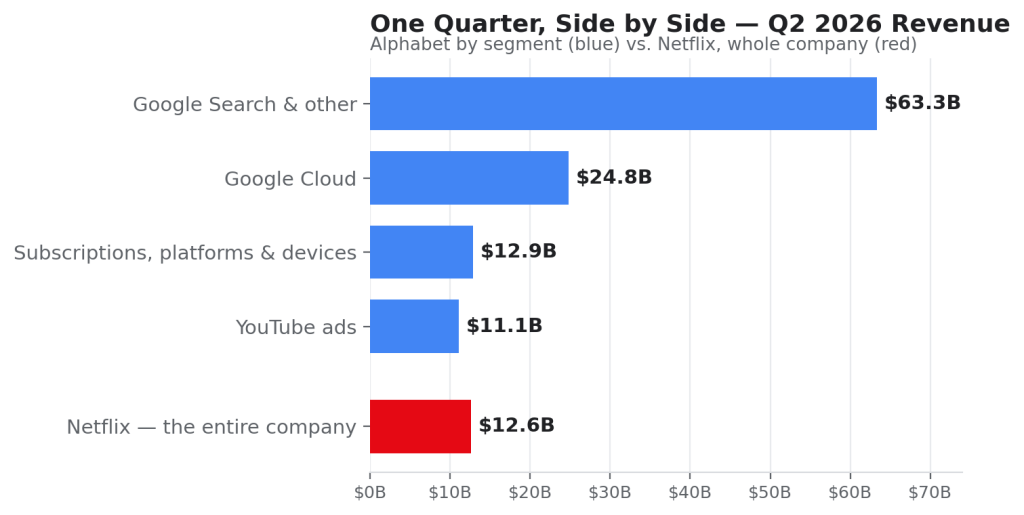 GOOG vs NFLX revenue comparisons